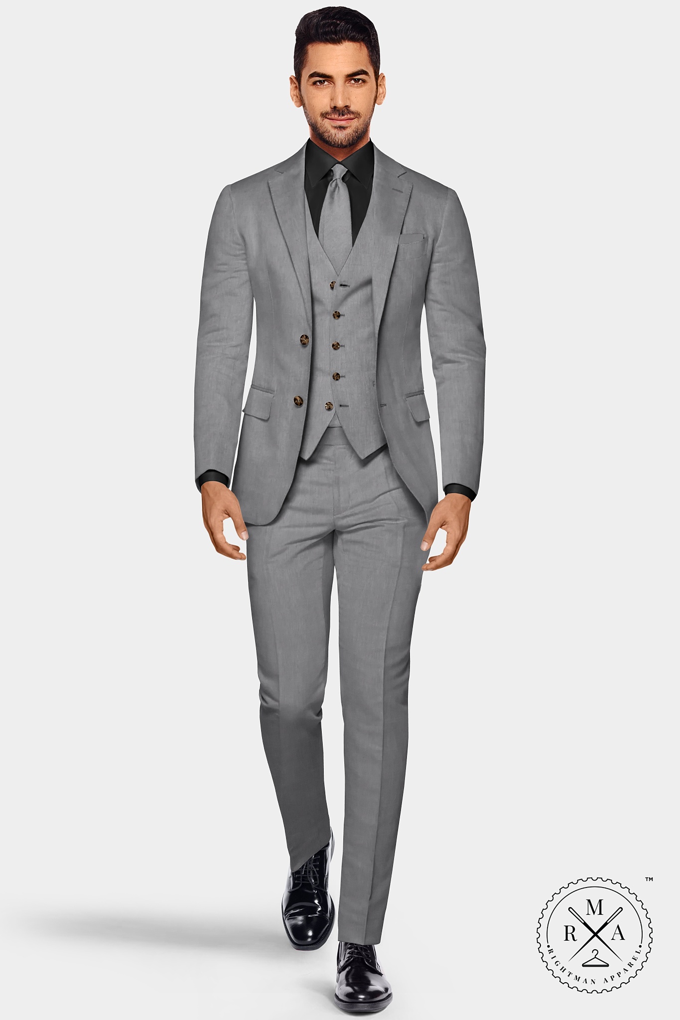 Plain Gray Three Piece Suit SU139